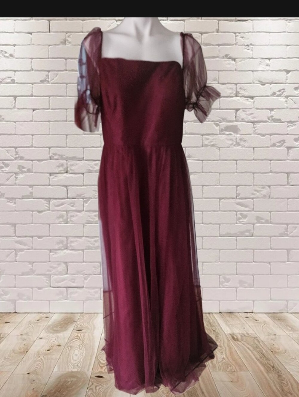Revelry Elegant Burgundy Tulle Maxi Dress Size 18